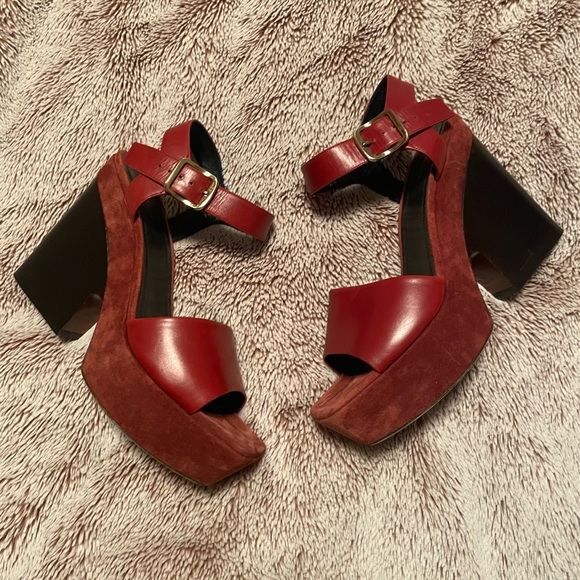 Celine Red Bam Platform Sandals - Picture 9 of 15